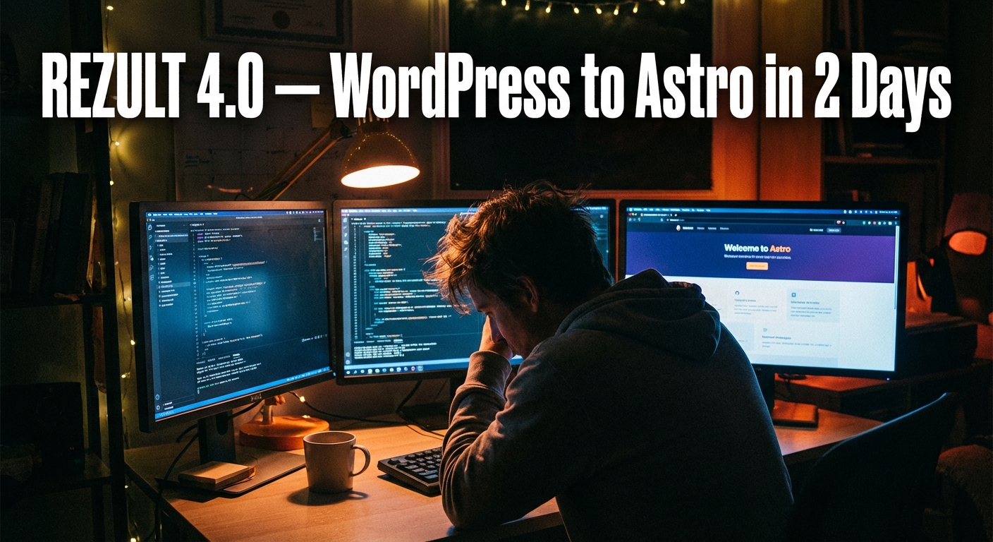 Late night coding session — building Rezult 4.0 with Astro and Claude Code