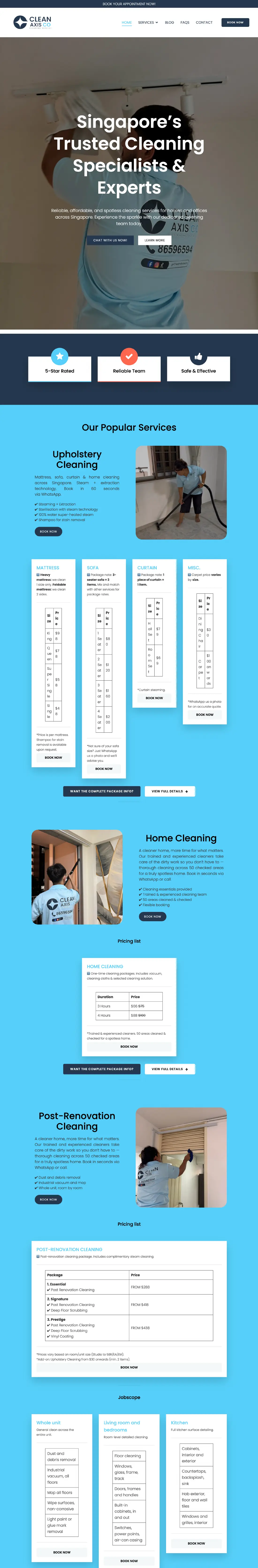 CleanAxisCo old homepage, full length