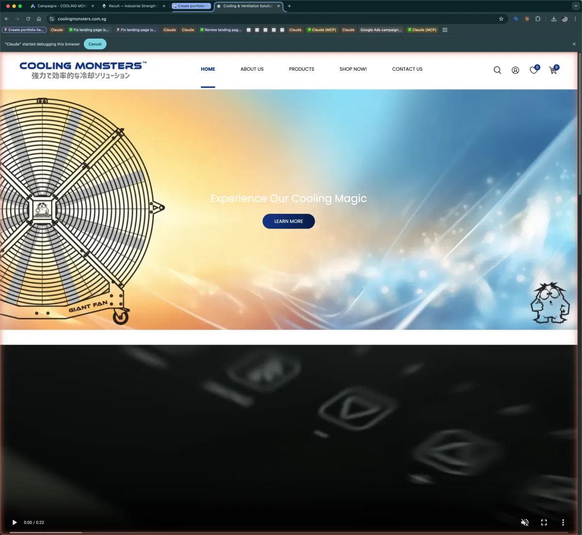 Cooling Monsters website screenshot