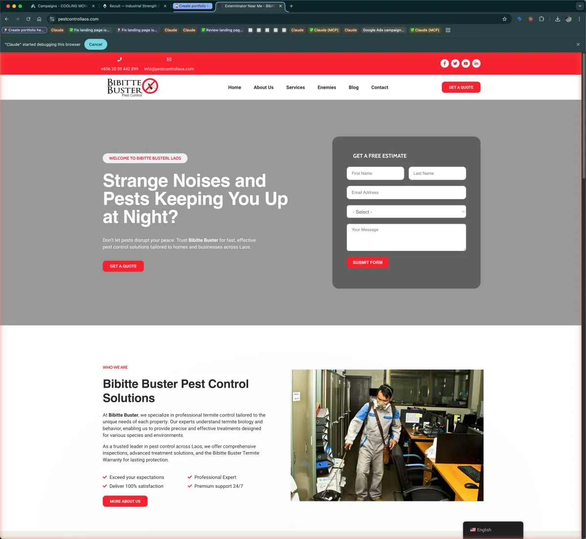 Bibite Buster — Pest Control website by Rezult